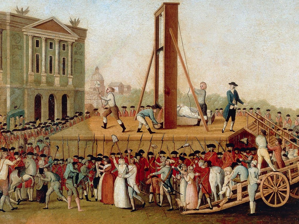 A contemporary painting of the execution of Marie Antoinette on October 16th 1793